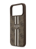 Guess для iPhone 17 Pro Max чехол PU 4G Stripes Hard Brown (MagSafe)