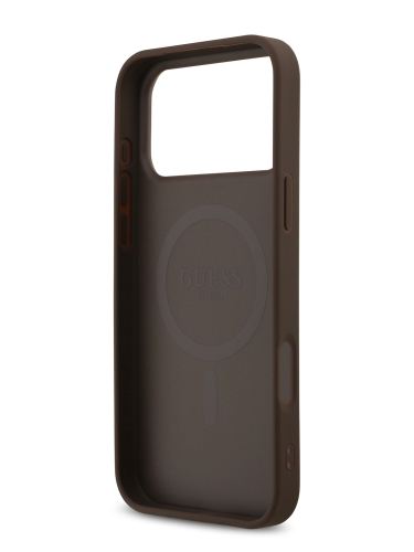 Guess для iPhone 17 Pro Max чехол PU 4G Stripes Hard Brown (MagSafe)