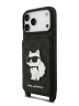 Karl Lagerfeld для iPhone 17 Pro чехол Crossbody cardslot PU Saffiano Monogram NFT Choupette Hard Black