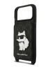Karl Lagerfeld для iPhone 17 Pro чехол Crossbody cardslot PU Saffiano Monogram NFT Choupette Hard Black