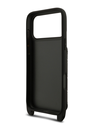 Karl Lagerfeld для iPhone 17 Pro чехол Crossbody cardslot PU Saffiano Monogram NFT Choupette Hard Black