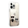 Чехол Karl Lagerfeld Liquid glitter Karl and Choupette Hard для iPhone 13 Pro, золотой