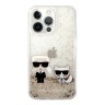 Чехол Karl Lagerfeld Liquid glitter Karl and Choupette Hard для iPhone 13 Pro, золотой