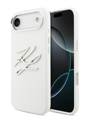Karl Lagerfeld для iPhone Air чехол Liquid Silicone Initials Metal Logo & Camera Hard White