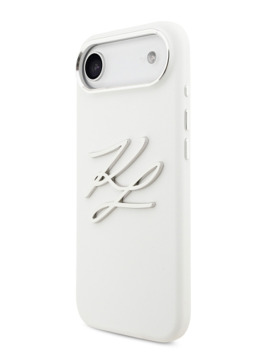 Karl Lagerfeld для iPhone Air чехол Liquid Silicone Initials Metal Logo & Camera Hard White