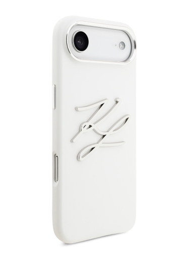 Karl Lagerfeld для iPhone Air чехол Liquid Silicone Initials Metal Logo & Camera Hard White