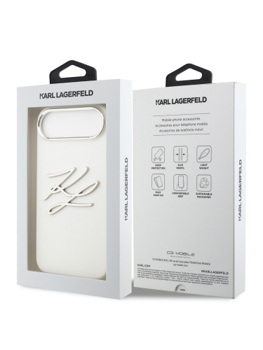 Karl Lagerfeld для iPhone Air чехол Liquid Silicone Initials Metal Logo & Camera Hard White