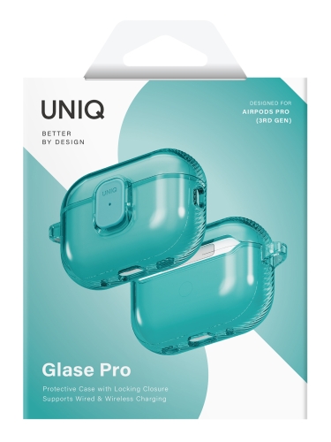 Uniq для Airpods Pro 3 чехол Glase PRO TPU Lock case Teal
