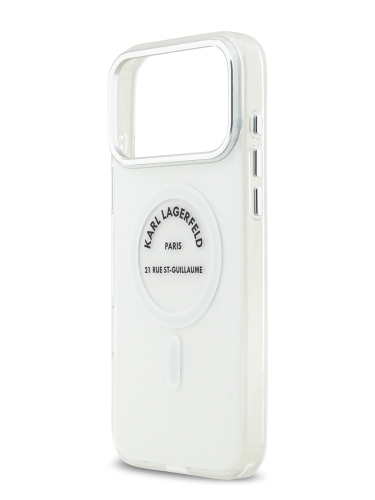 Karl Lagerfeld для iPhone 17 Pro Max чехол IML RSG logo Metal camera Hard Transparent (MagSafe)