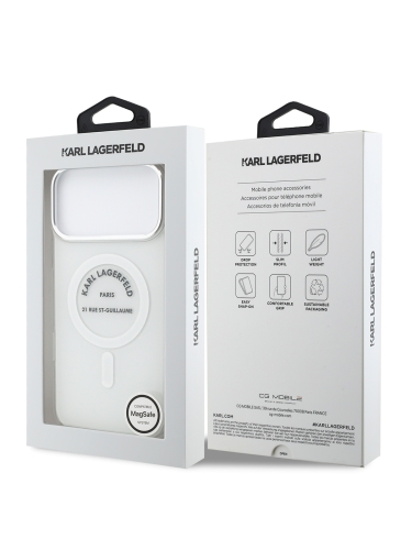 Karl Lagerfeld для iPhone 17 Pro Max чехол IML RSG logo Metal camera Hard Transparent (MagSafe)