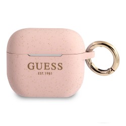 Чехол Guess Silicone Glitter с кольцом для Airpods 3 (2021), розовый