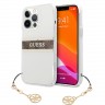 Чехол Guess 4G Stripe Hard Transparent +Gold charm для iPhone 13 Pro Max