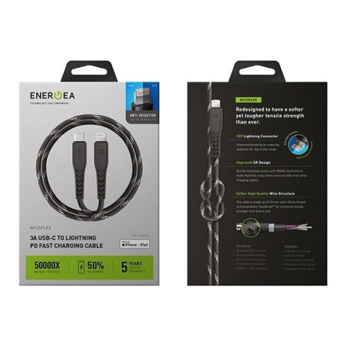 Кабель EnergEA NyloFlex USB-С/Lightning MFi C94 (1.5 м), черный