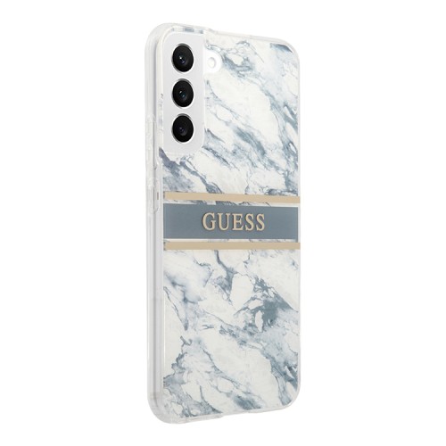 Чехол Guess Marble with Gold stripe Hard для Galaxy S22, синий