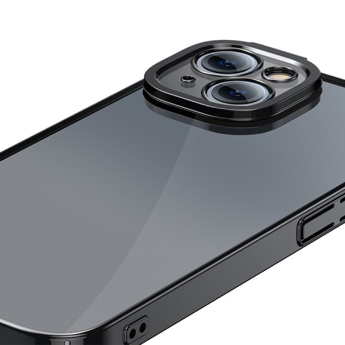 Чехол Baseus Glitter Case PC +Tempered glass для iPhone 14, черная рамка