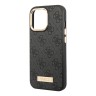 Чехол Guess PU 4G Plate metal logo Hard для iPhone 14 Pro, серый (Magsafe)