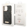 Чехол Guess PU 4G Plate metal logo Hard для iPhone 14 Pro, серый (Magsafe)