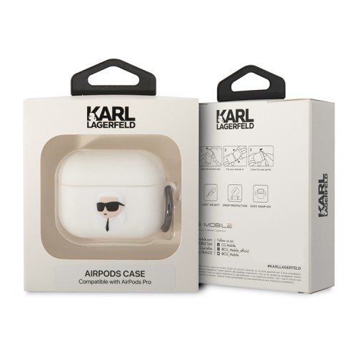 Чехол Lagerfeld Silicone case with ring NFT 3D Karl для Airpods Pro, белый