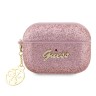 Чехол Guess Glitter flakes Metal logo with Heart charm для Airpods Pro 2, розовый