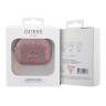 Чехол Guess Glitter flakes Metal logo with Heart charm для Airpods Pro 2, розовый
