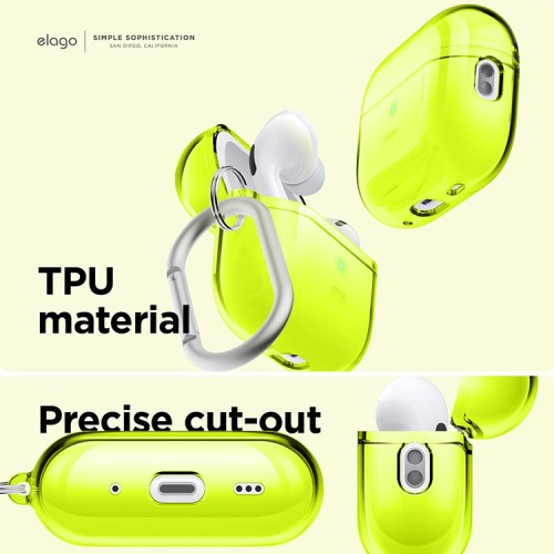 Чехол Elago Clear Hang case для AirPods Pro 2, Neon Yellow