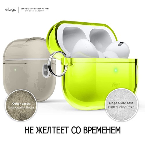 Чехол Elago Clear Hang case для AirPods Pro 2, Neon Yellow