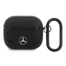 Чехол Mercedes Genuine leather Stars Metal logo для AirPods 3 (2021), черный