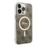 Чехол Guess 4G Hard для iPhone 14 Pro, коричневый/золотой (MagSafe)