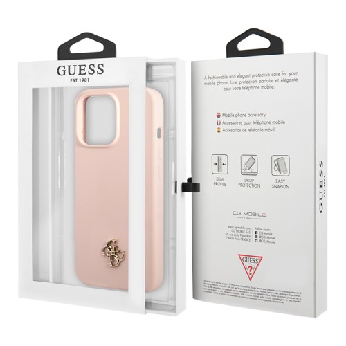 Чехол Guess Liquid Silicone 4G Small logo Hard для iPhone 13 Pro Max, розовый