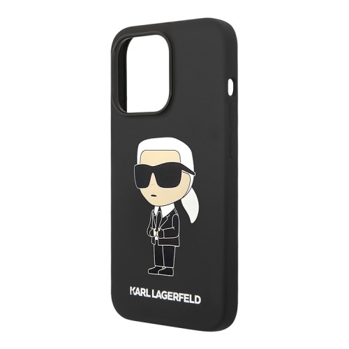 Lagerfeld для iPhone 15 Pro чехол Liquid silicone NFT Karl Ikonik Hard Black