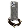 Guess для iPhone 15 Pro чехол Crossbody PC/TPU 4G Hard + Nylon cord Brown