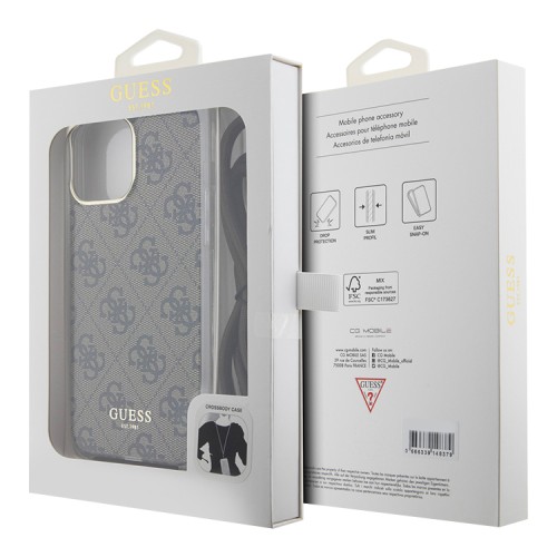 Guess для iPhone 15 Pro чехол Crossbody PC/TPU 4G Hard + Nylon cord Brown