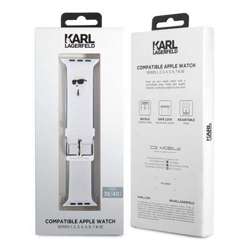 Karl Lagerfeld для Apple Watch 42-41-40 mm ремешок 3D Rubber NFT Karl head White
