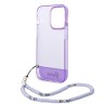 Guess для iPhone 14 Pro Max чехол PC/TPU Translucent Electoplated camera Hard +hand Strap Purple