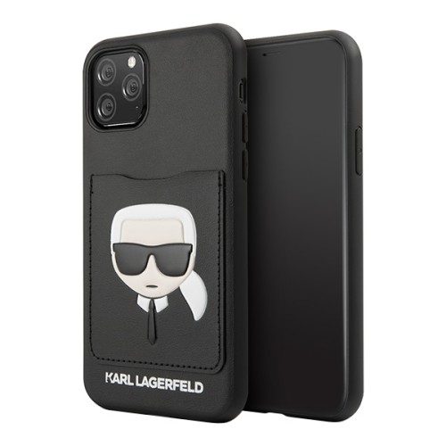Lagerfeld чехол PU Leather Karl's Head Hard with cardslot для 11 Pro Max, черный