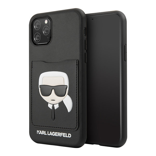 Чехол Karl Lagerfeld PU Leather Karl's Head Hard with cardslot для iPhone 11 Pro Max, черный