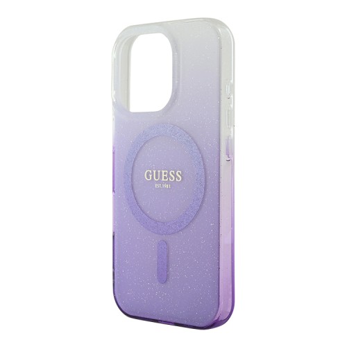 Guess для iPhone 16 Pro чехол PC/TPU Glitter Gradient Purple (MagSafe)