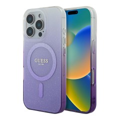 Guess для iPhone 16 Pro чехол PC/TPU Glitter Gradient Purple (MagSafe)