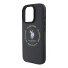 U.S. Polo для iPhone 16 Pro Max чехол PU Round Double horse logo Black (MagSafe)