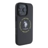 U.S. Polo для iPhone 16 Pro Max чехол PU Round Double horse logo Black (MagSafe)