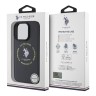 U.S. Polo для iPhone 16 Pro Max чехол PU Round Double horse logo Black (MagSafe)