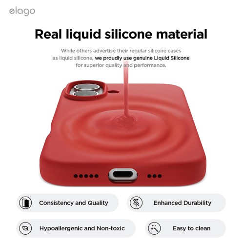 Elago для iPhone 16 чехол Soft silicone (Liquid) Red