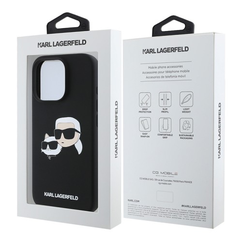 Karl Lagerfeld для iPhone 16 Pro Max чехол Liquid Silicone NFT Karl & Choupette Head Hard Black (MagSafe)