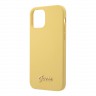 Чехол Guess Liquid Silicone Gold Metal logo для iPhone 12 mini, желтый