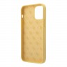 Чехол Guess Liquid Silicone Gold Metal logo для iPhone 12 mini, желтый