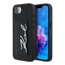 Karl Lagerfeld для iPhone 16e чехол Cardslot PU Grained leather Metal Signature Hard Black