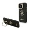 Guess для iPhone 15 Pro Max чехол PU Grained leather 4G Big metal logo and Camera Stand Hard Black