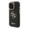 Guess для iPhone 15 Pro Max чехол PU Grained leather 4G Big metal logo and Camera Stand Hard Black