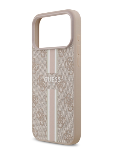 Guess для iPhone 17 Pro Max чехол PU 4G Stripes Hard Pink (MagSafe)