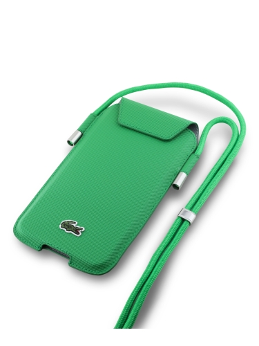 Lacoste для смартфонов чехол Crossbody Phone Sleeve PVC Iconic Petit Pique Green (XL, Pro Max) +Cord